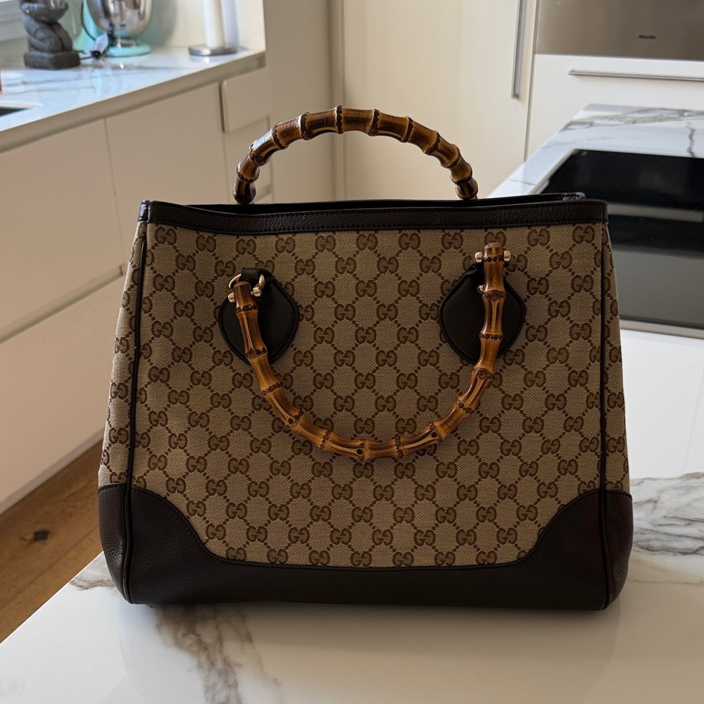 Gucci Medium GG Canvas Diana Bamboo Top Handle
